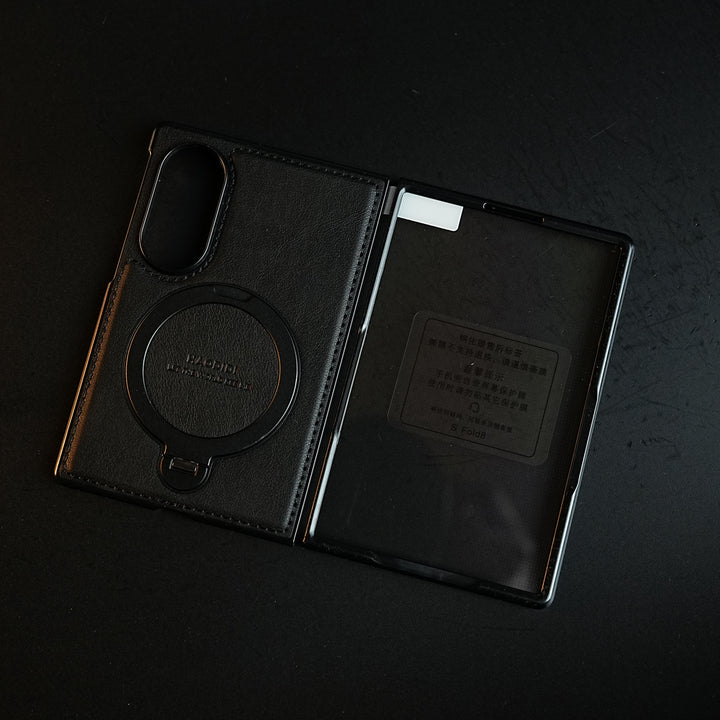 Stitched Leather Texture Case for Galaxy Z Fold 8 | Ring Stand and Front Frame