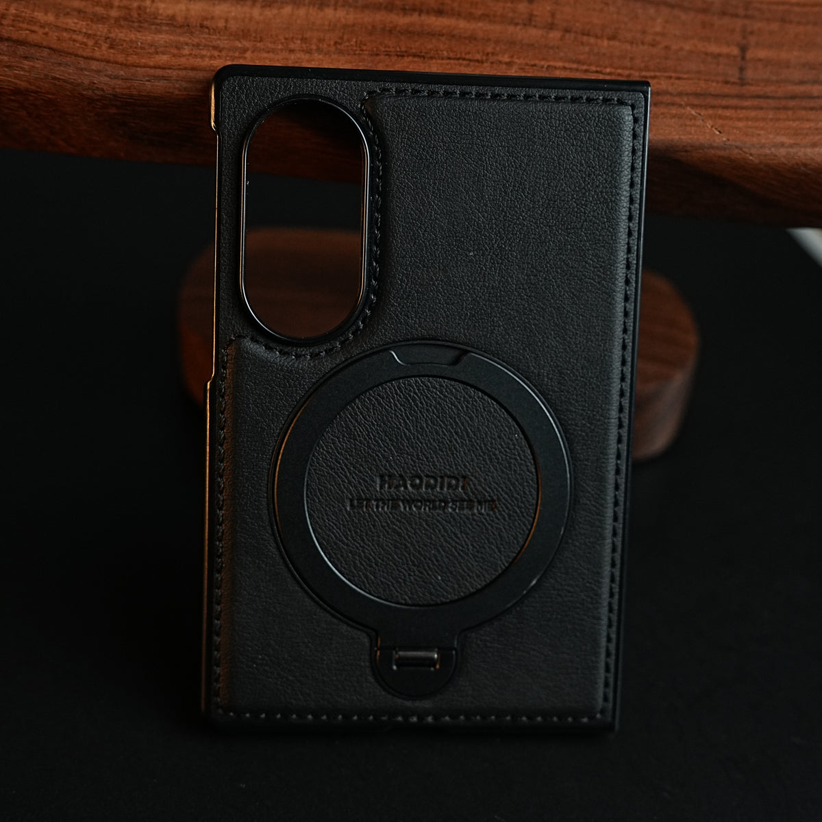 Stitched Leather Texture Case for Galaxy Z Fold 8 | Ring Stand and Front Frame