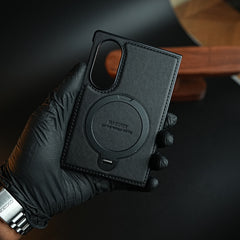Stitched Leather Texture Case for Galaxy Z Fold 8 | Ring Stand and Front Frame