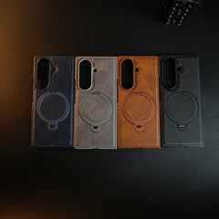 Stitched Leather Texture Case for Galaxy Z Fold 8 Ultra | Ring Stand and Front Frame