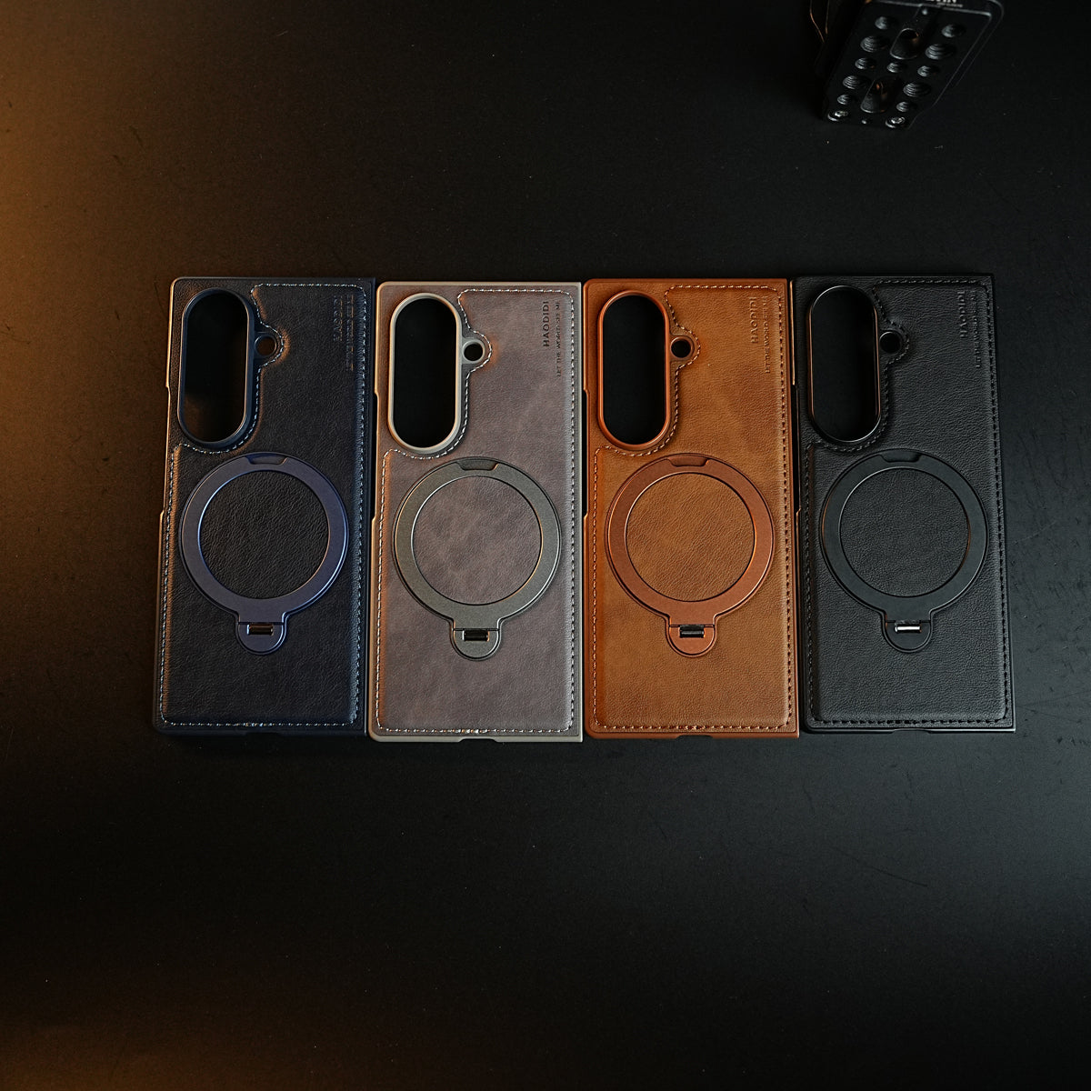 Stitched Leather Texture Case for Galaxy Z Fold 8 Ultra | Ring Stand and Front Frame