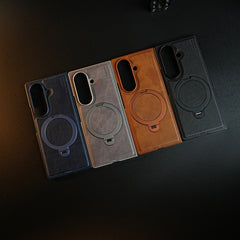 Stitched Leather Texture Case for Galaxy Z Fold 8 Ultra | Ring Stand and Front Frame