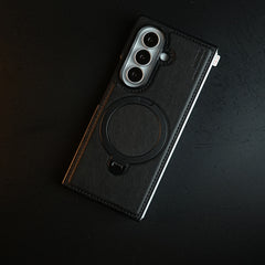 Stitched Leather Texture Case for Galaxy Z Fold 8 Ultra | Ring Stand and Front Frame