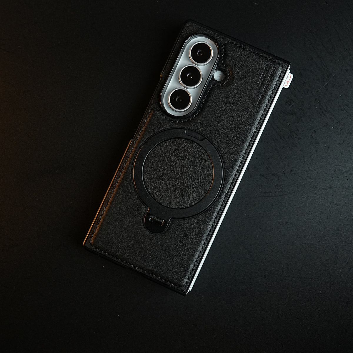Stitched Leather Texture Case for Galaxy Z Fold 8 Ultra | Ring Stand and Front Frame
