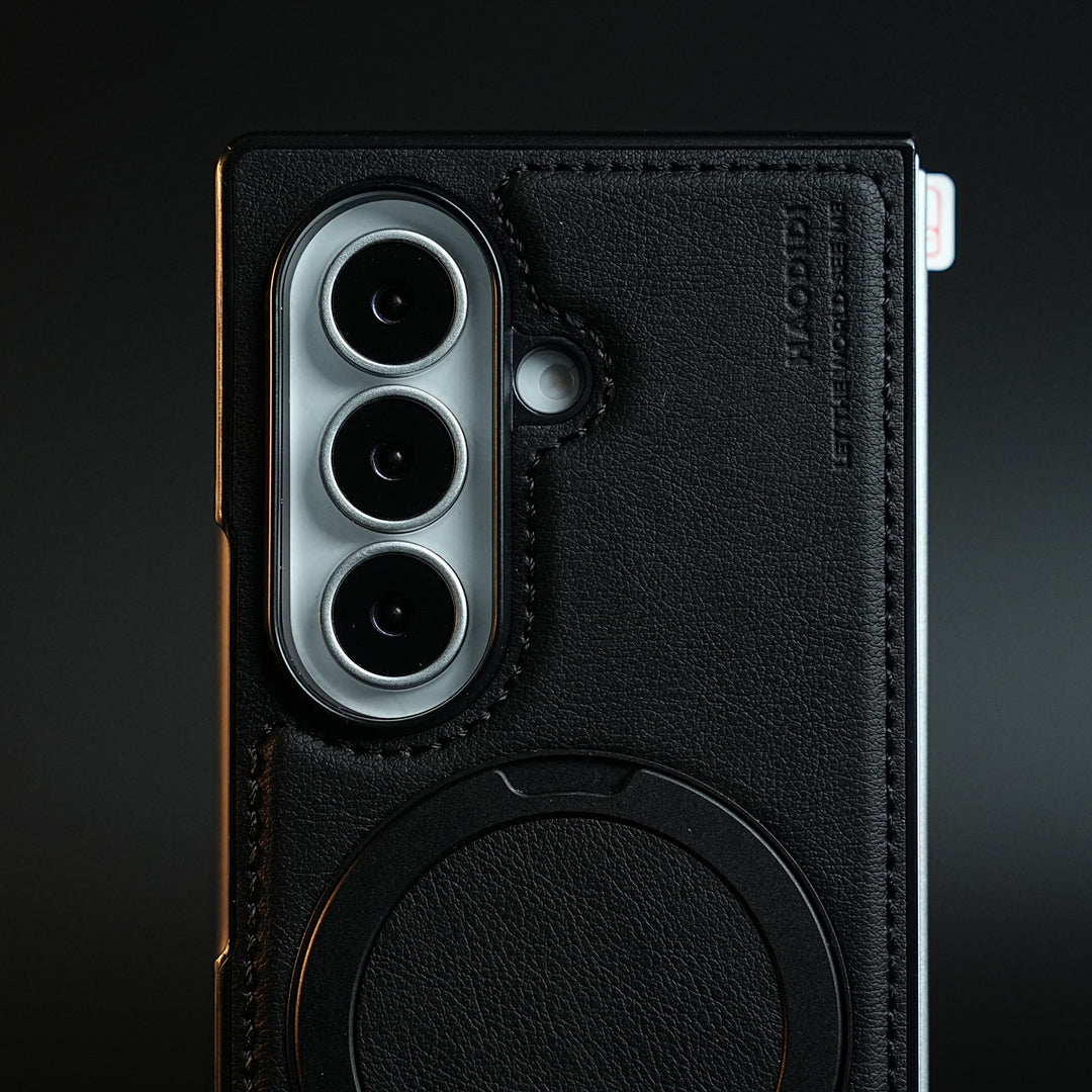 Stitched Leather Texture Case for Galaxy Z Fold 8 Ultra | Ring Stand and Front Frame