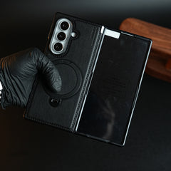 Stitched Leather Texture Case for Galaxy Z Fold 8 Ultra | Ring Stand and Front Frame