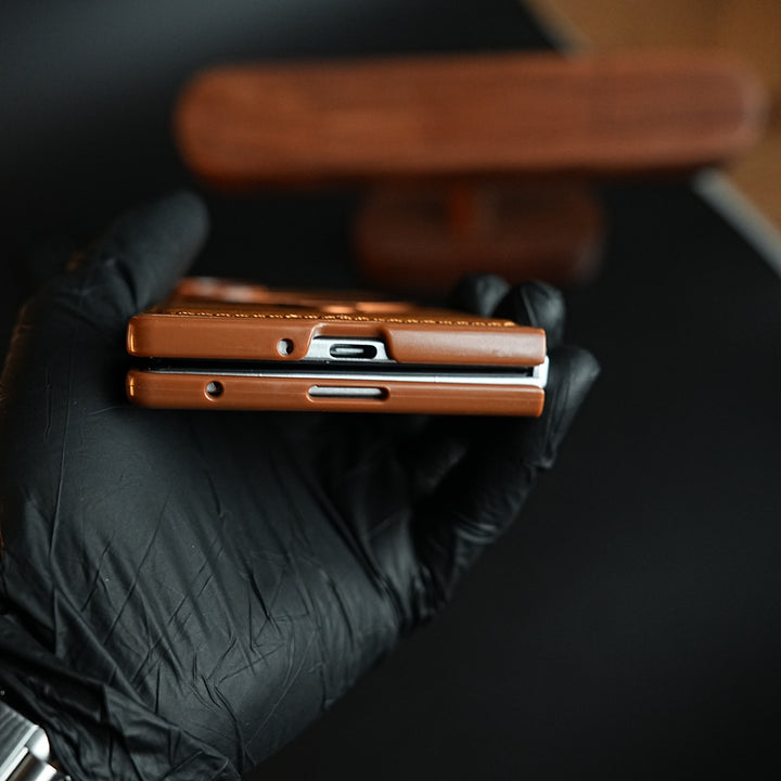 Stitched Leather Texture Case for Galaxy Z Fold 8 Ultra | Ring Stand and Front Frame