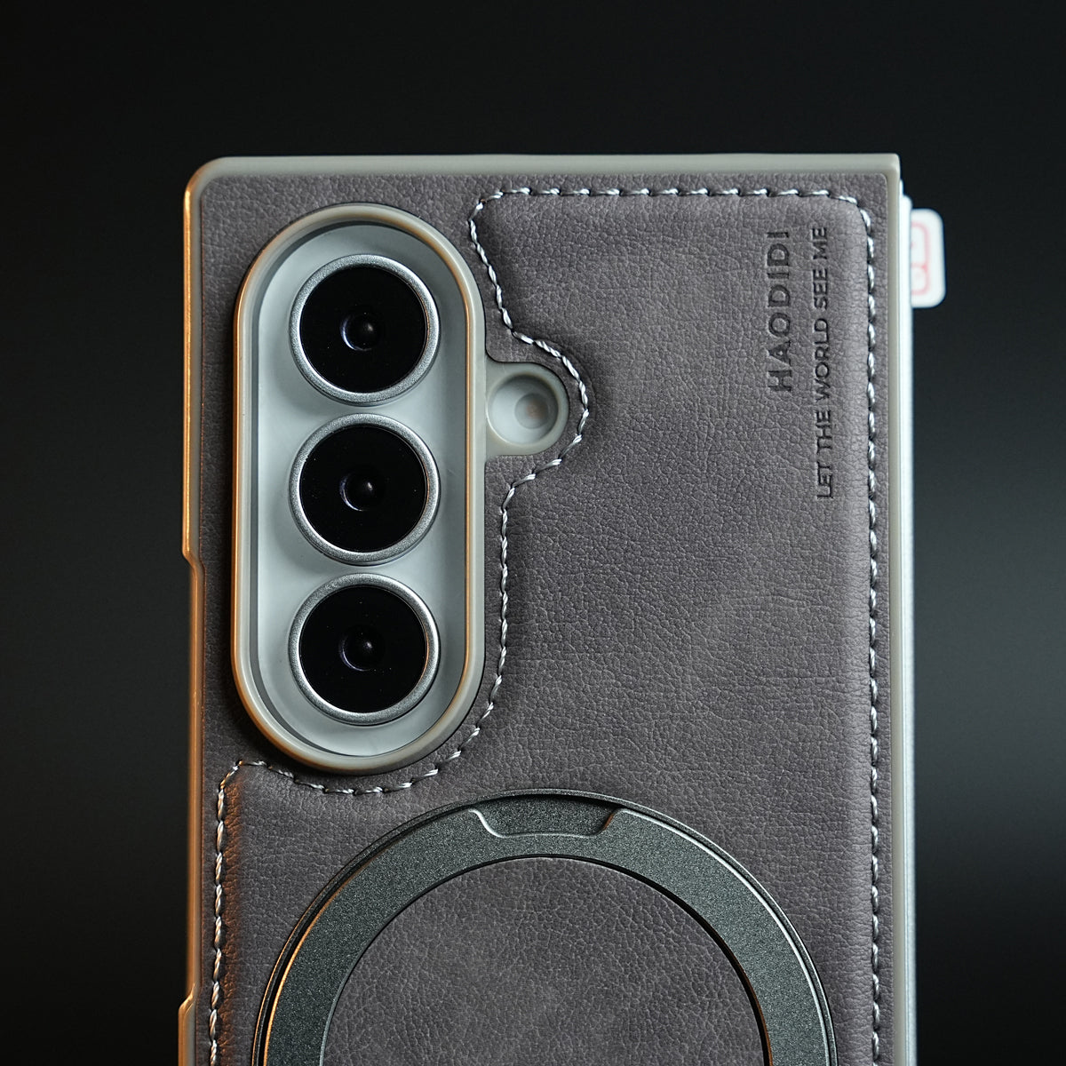Stitched Leather Texture Case for Galaxy Z Fold 8 Ultra | Ring Stand and Front Frame