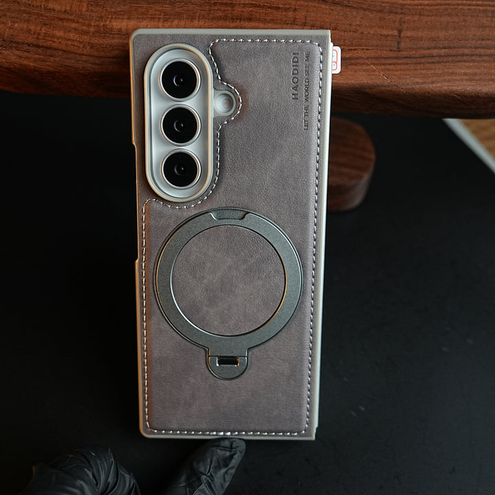 Stitched Leather Texture Case for Galaxy Z Fold 8 Ultra | Ring Stand and Front Frame