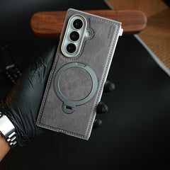 Stitched Leather Texture Case for Galaxy Z Fold 8 Ultra | Ring Stand and Front Frame