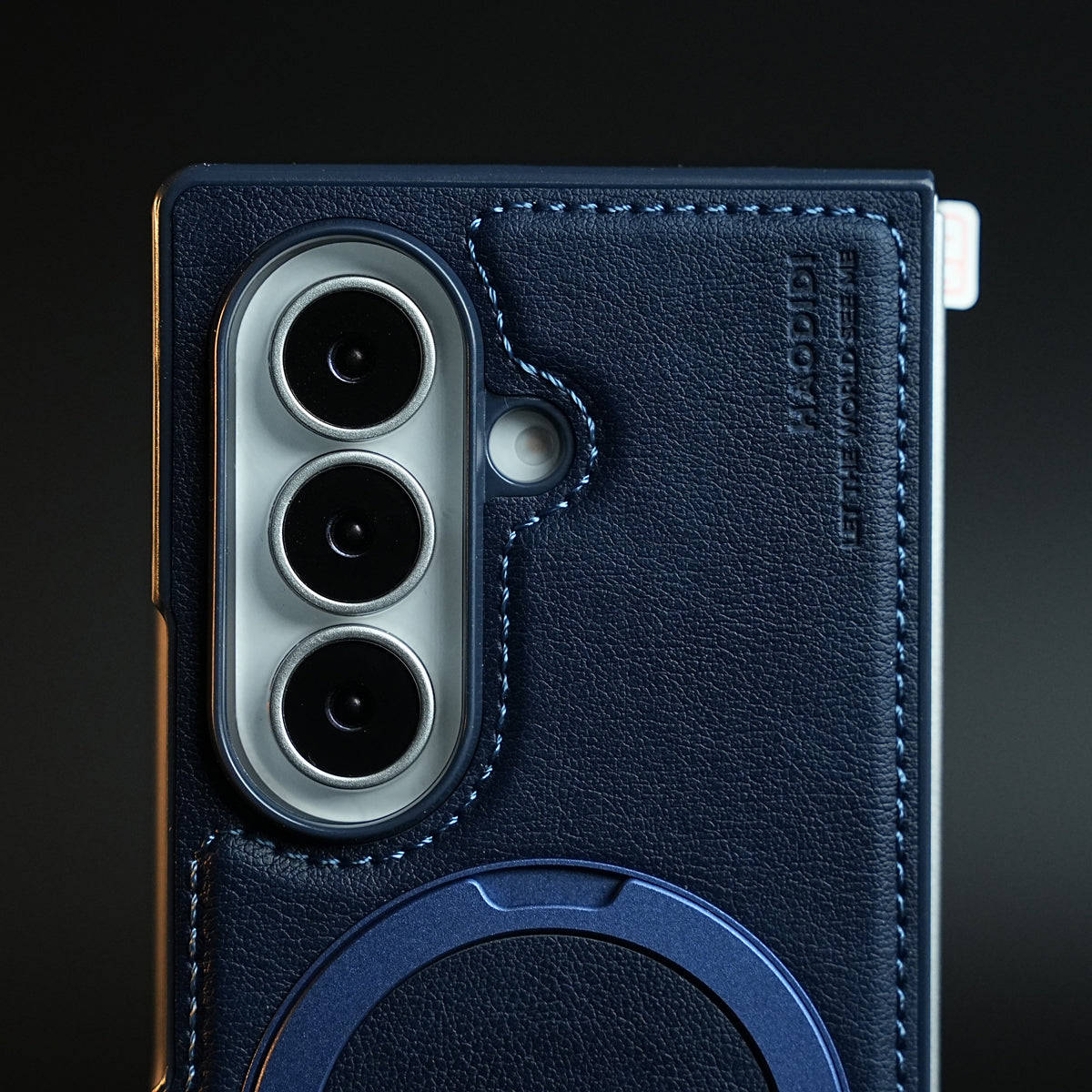Stitched Leather Texture Case for Galaxy Z Fold 8 Ultra | Ring Stand and Front Frame
