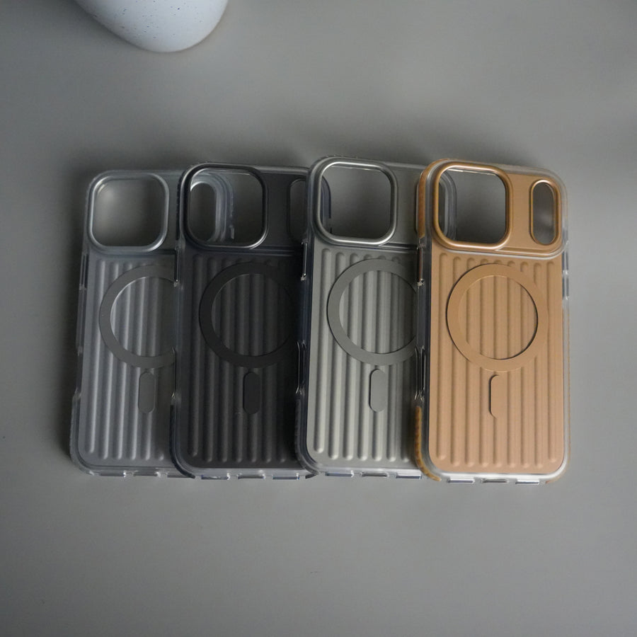 iPhone 17 Pro MagSafe Suitcase Design Case | Shockproof Ribbed Texture Back Cover