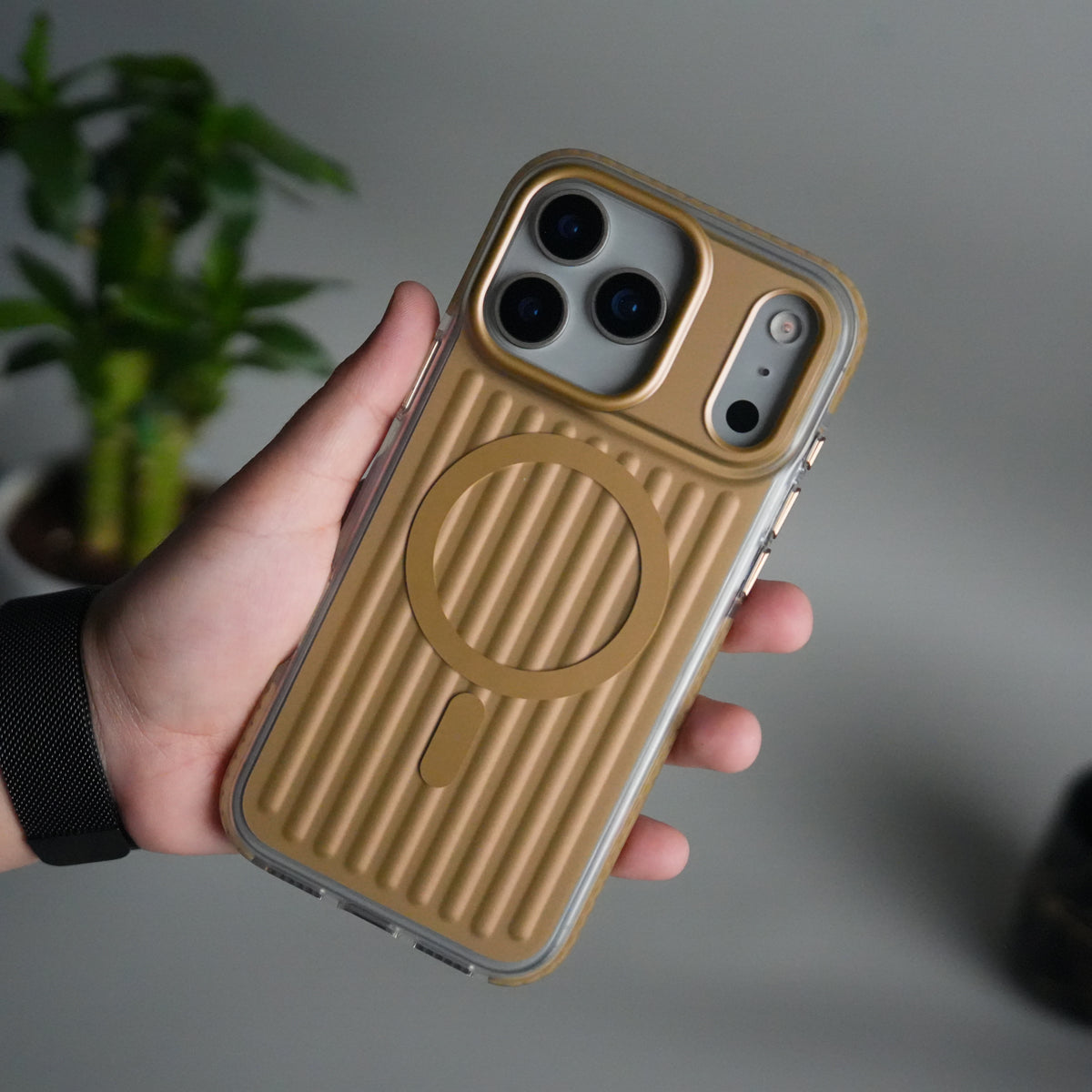iPhone 17 Pro MagSafe Suitcase Design Case | Shockproof Ribbed Texture Back Cover