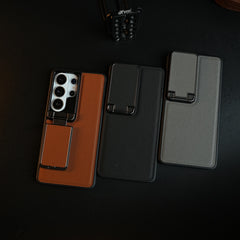 Galaxy Ultra Series Premium Leather Texture Case Metal Stand & Camera Protection