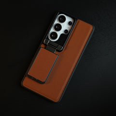 Galaxy Ultra Series Premium Leather Texture Case Metal Stand & Camera Protection