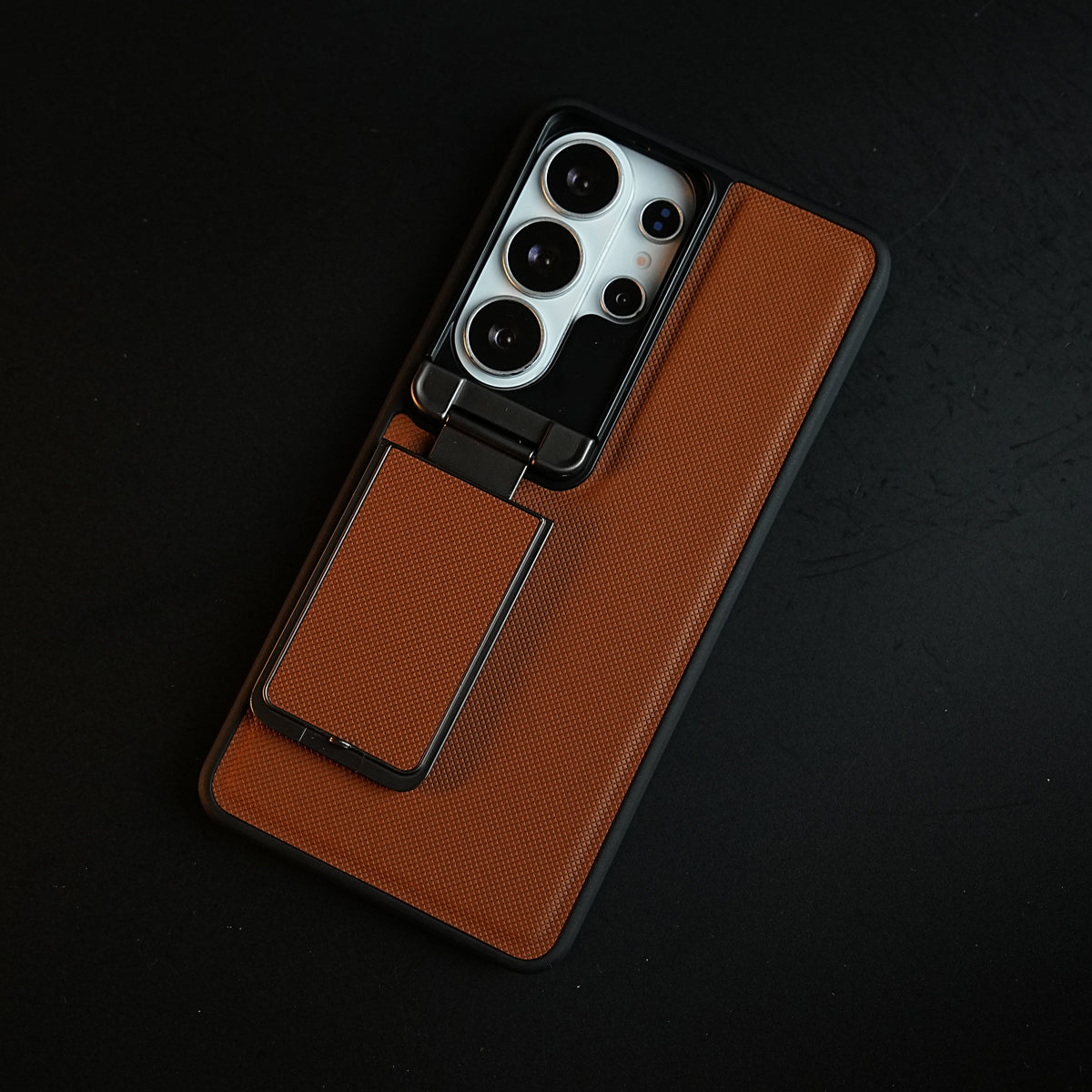 Galaxy Ultra Series Premium Leather Texture Case Metal Stand & Camera Protection