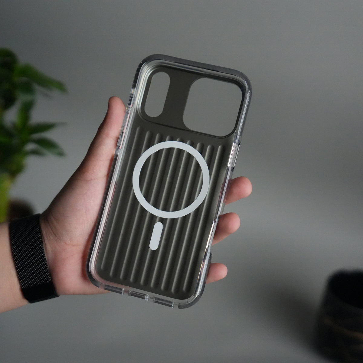 iPhone 17 Pro MagSafe Suitcase Design Case | Shockproof Ribbed Texture Back Cover