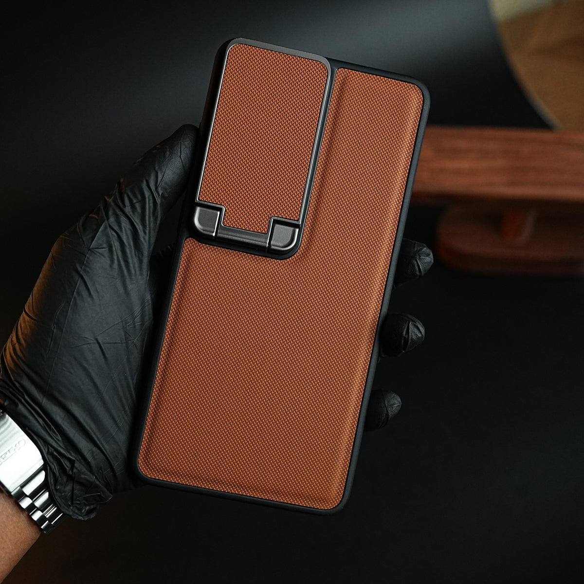 Galaxy Ultra Series Premium Leather Texture Case Metal Stand & Camera Protection