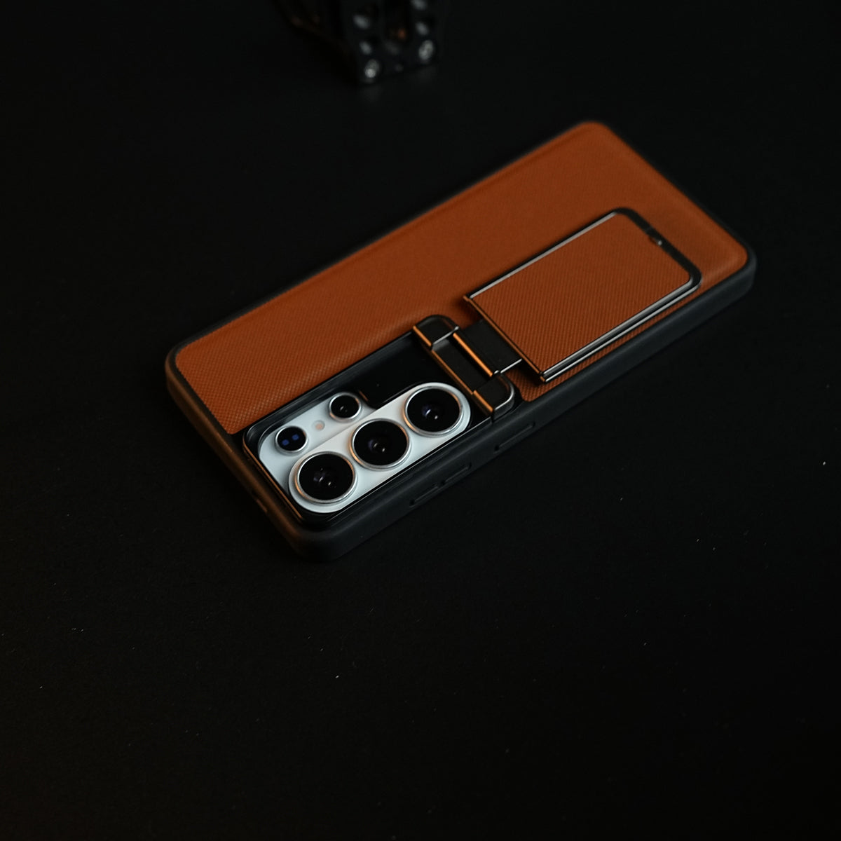Galaxy Ultra Series Premium Leather Texture Case Metal Stand & Camera Protection