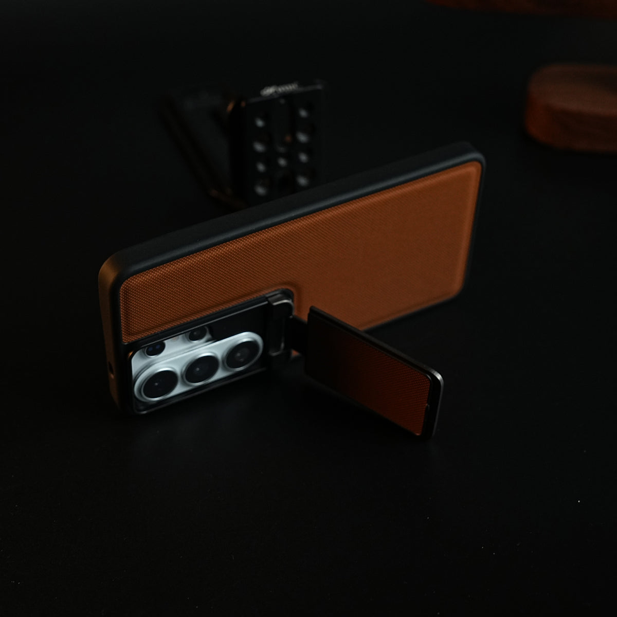 Galaxy Ultra Series Premium Leather Texture Case Metal Stand & Camera Protection