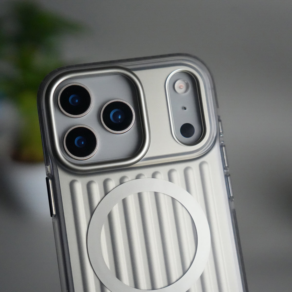iPhone 17 Pro MagSafe Suitcase Design Case | Shockproof Ribbed Texture Back Cover