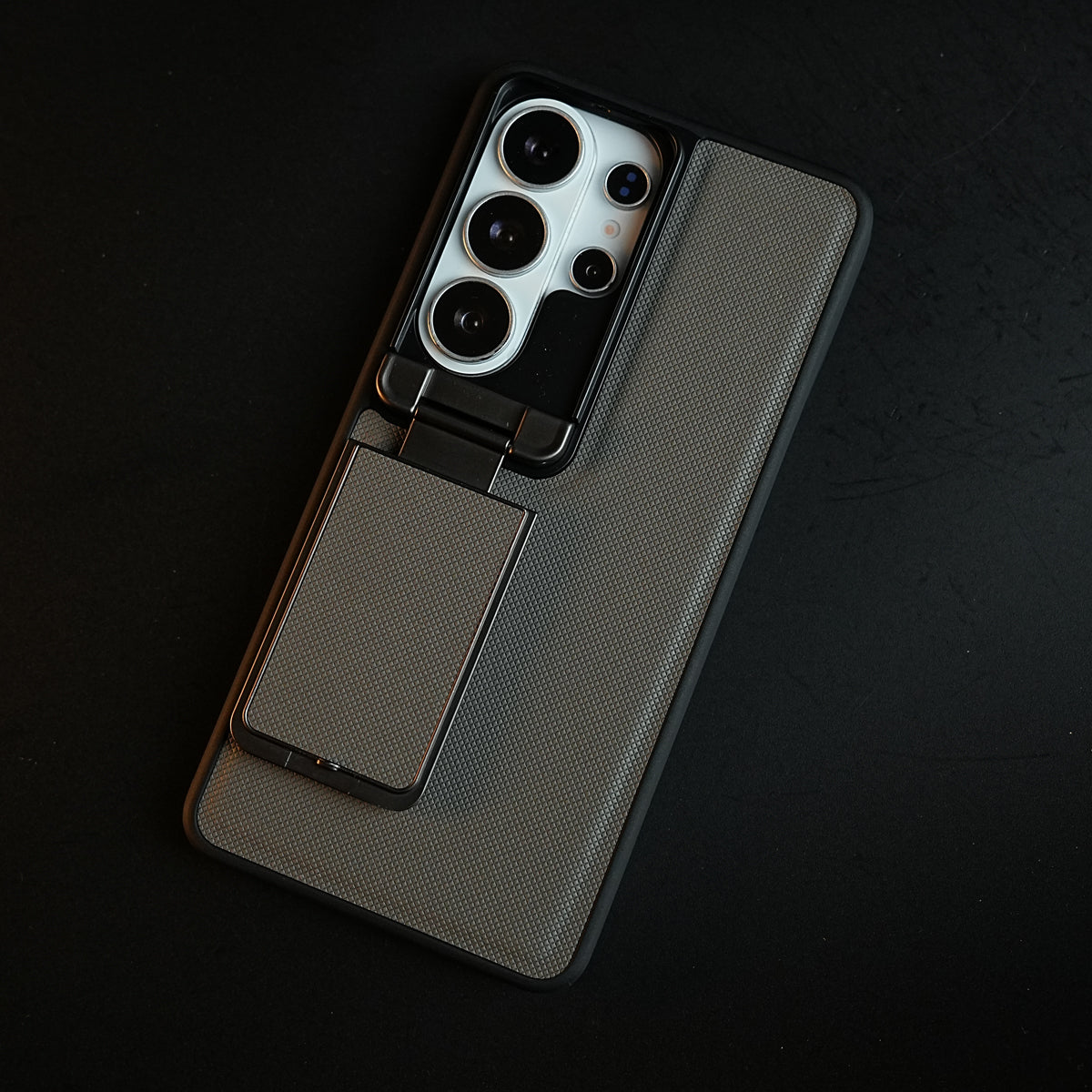 Galaxy Ultra Series Premium Leather Texture Case Metal Stand & Camera Protection