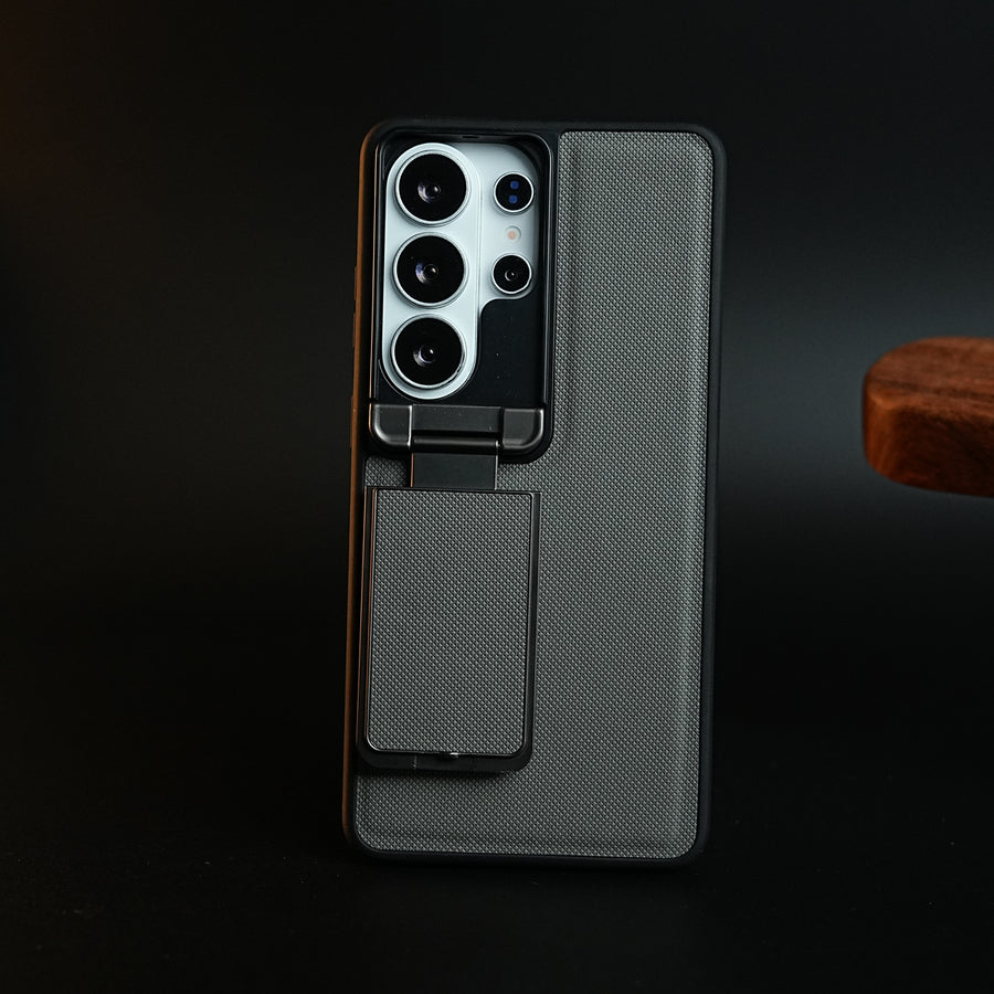 Galaxy Ultra Series Premium Leather Texture Case Metal Stand & Camera Protection