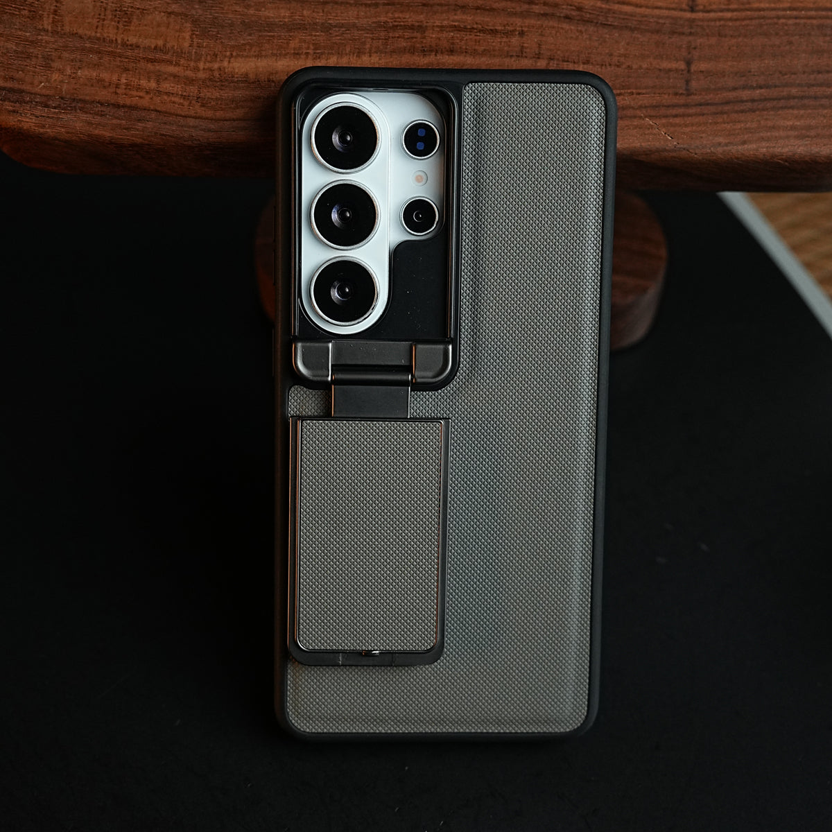 Galaxy Ultra Series Premium Leather Texture Case Metal Stand & Camera Protection