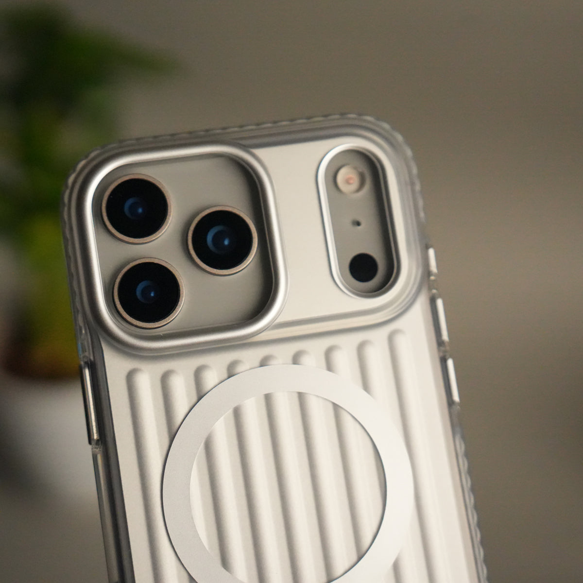 iPhone 17 Pro MagSafe Suitcase Design Case | Shockproof Ribbed Texture Back Cover