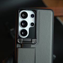 Galaxy Ultra Series Premium Leather Texture Case Metal Stand & Camera Protection