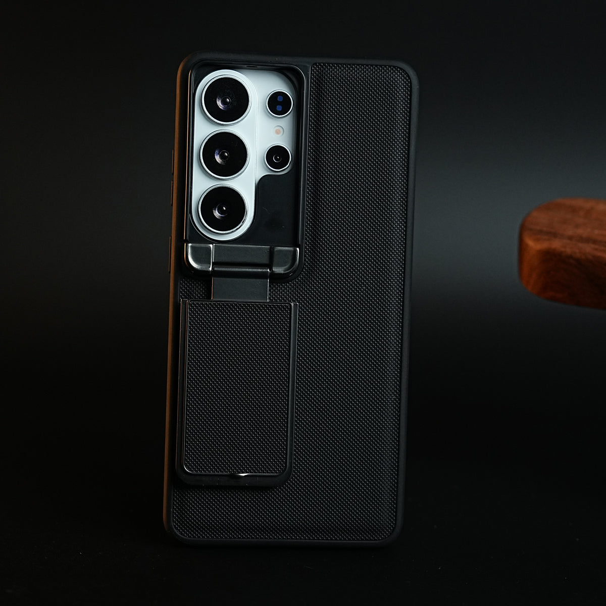 Galaxy Ultra Series Premium Leather Texture Case Metal Stand & Camera Protection