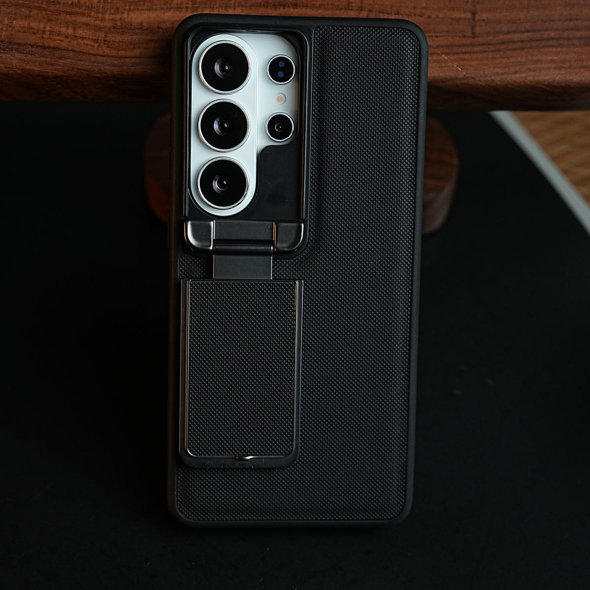 Galaxy Ultra Series Premium Leather Texture Case Metal Stand & Camera Protection