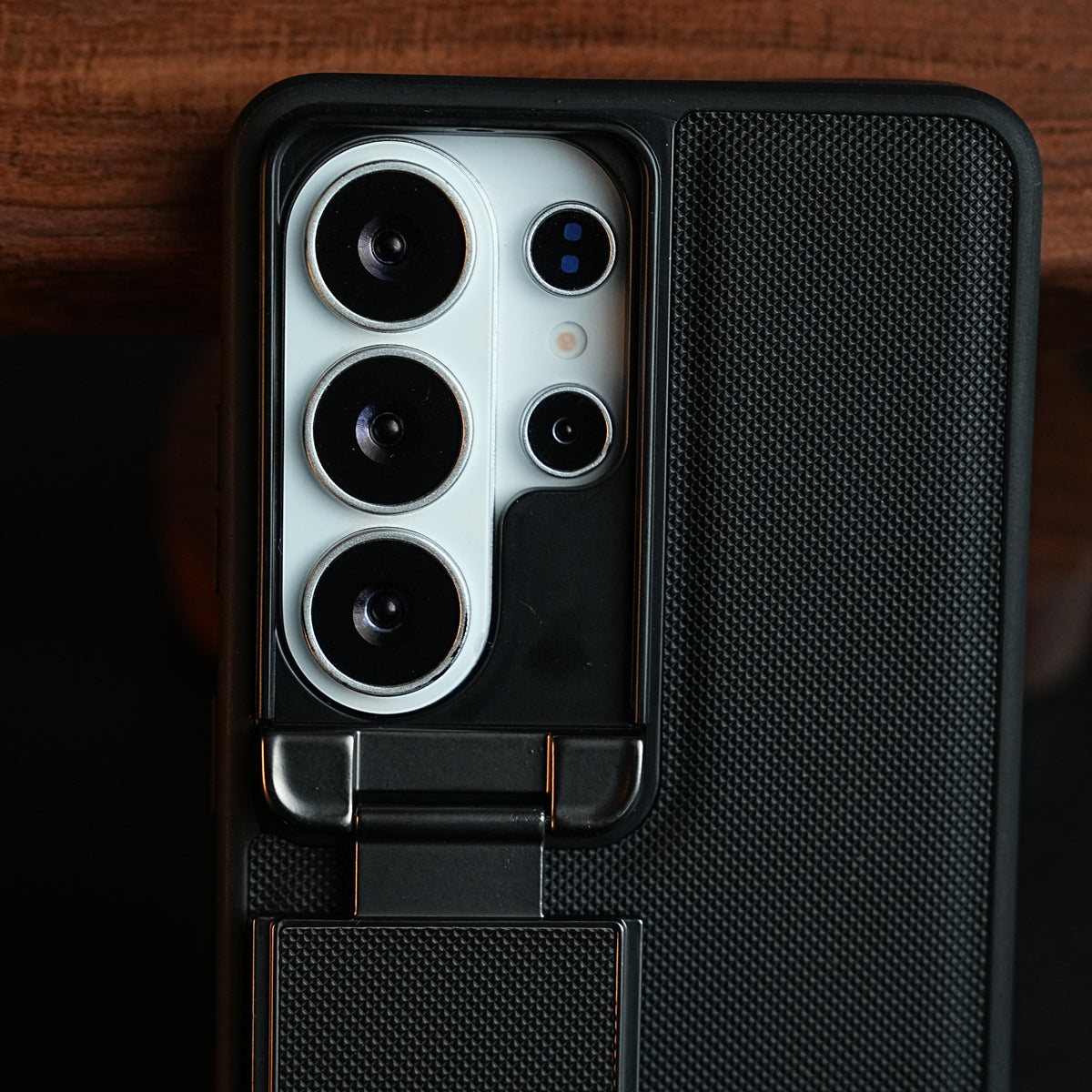 Galaxy Ultra Series Premium Leather Texture Case Metal Stand & Camera Protection