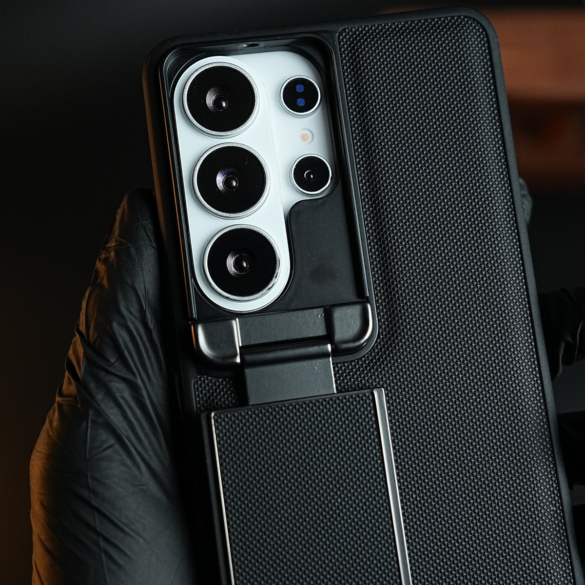 Galaxy Ultra Series Premium Leather Texture Case Metal Stand & Camera Protection
