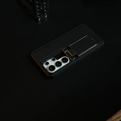 Galaxy Ultra Series Premium Leather Texture Case Metal Stand & Camera Protection