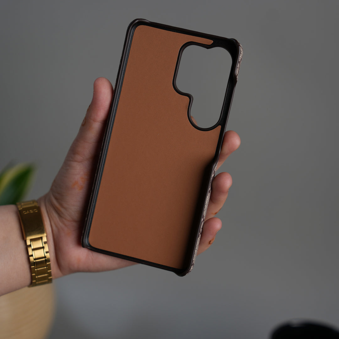Galaxy S26 Ultra Luxury GG Pattern Leather Case | Premium Hard Back Cover