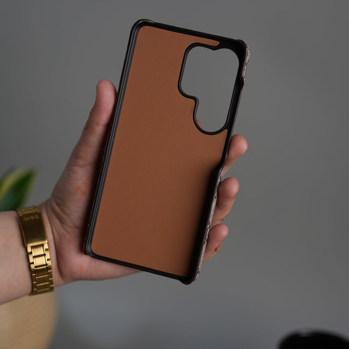 Galaxy S26 Ultra Luxury GG Pattern Leather Case | Premium Hard Back Cover