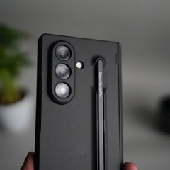 Galaxy Z Fold 7 Case with S-Pen Slot & Front Glass | Matte Hard Back Cover | Black