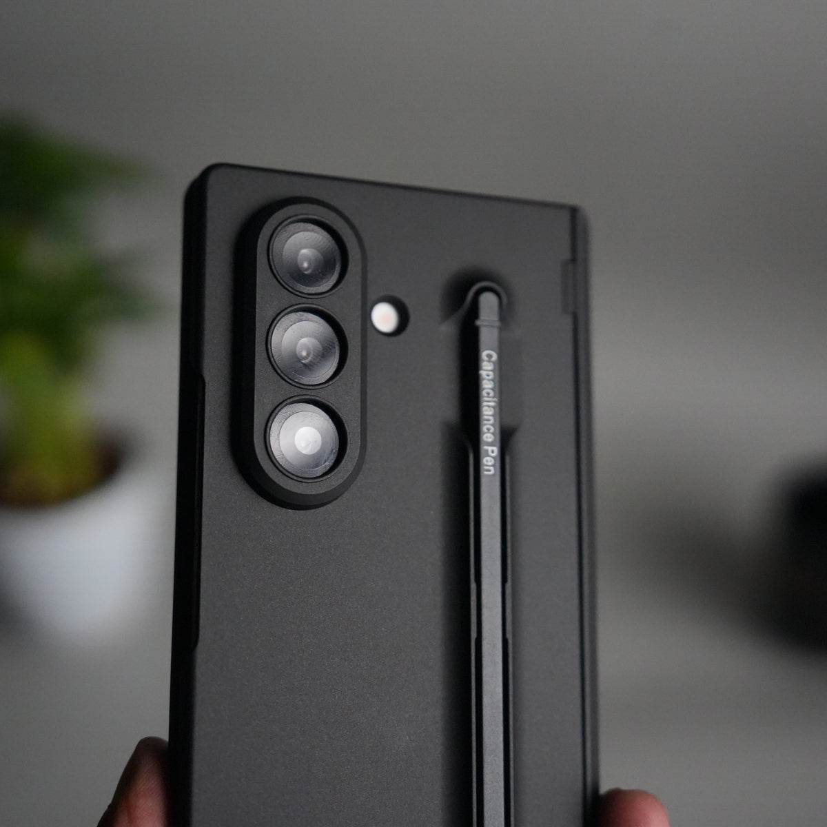 Galaxy Z Fold 7 Case with S-Pen Slot & Front Glass | Matte Hard Back Cover | Black