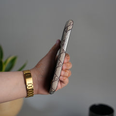 iPhone 17 Series Luxury GG Pattern Leather Case | Premium Hard Back Cover