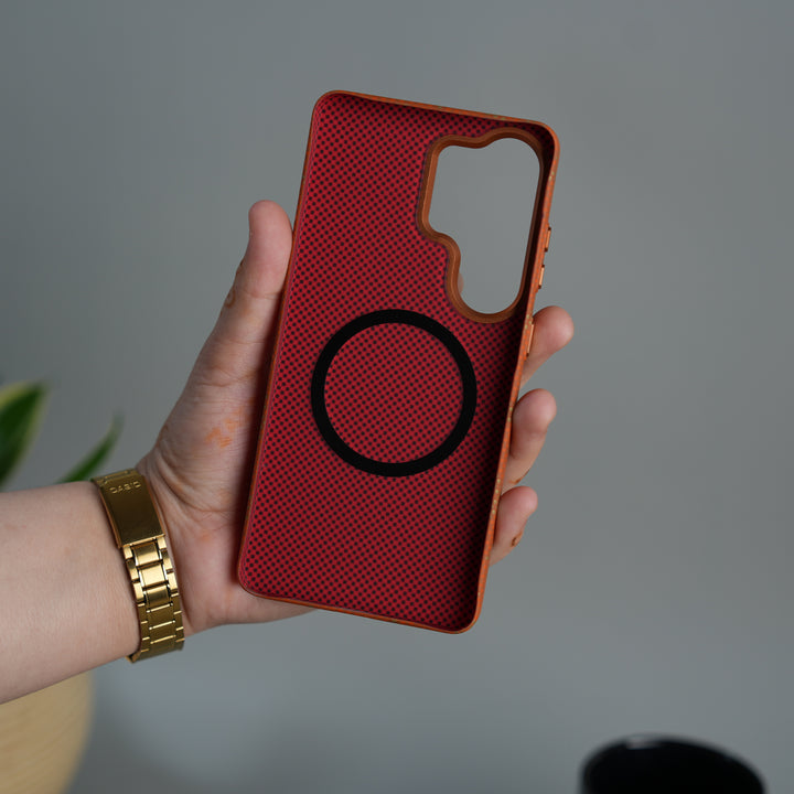 Galaxy S26 Ultra Aramid Fiber Design Slim Case Cover  | MagSafe Supported | Orange