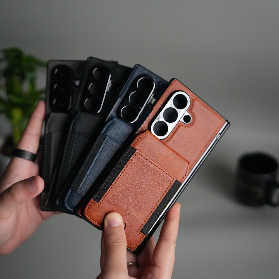 Galaxy Z Fold 7 Magnetic PU Leather Flip Kickstand Credit Wallet Card Holder Slots Covers