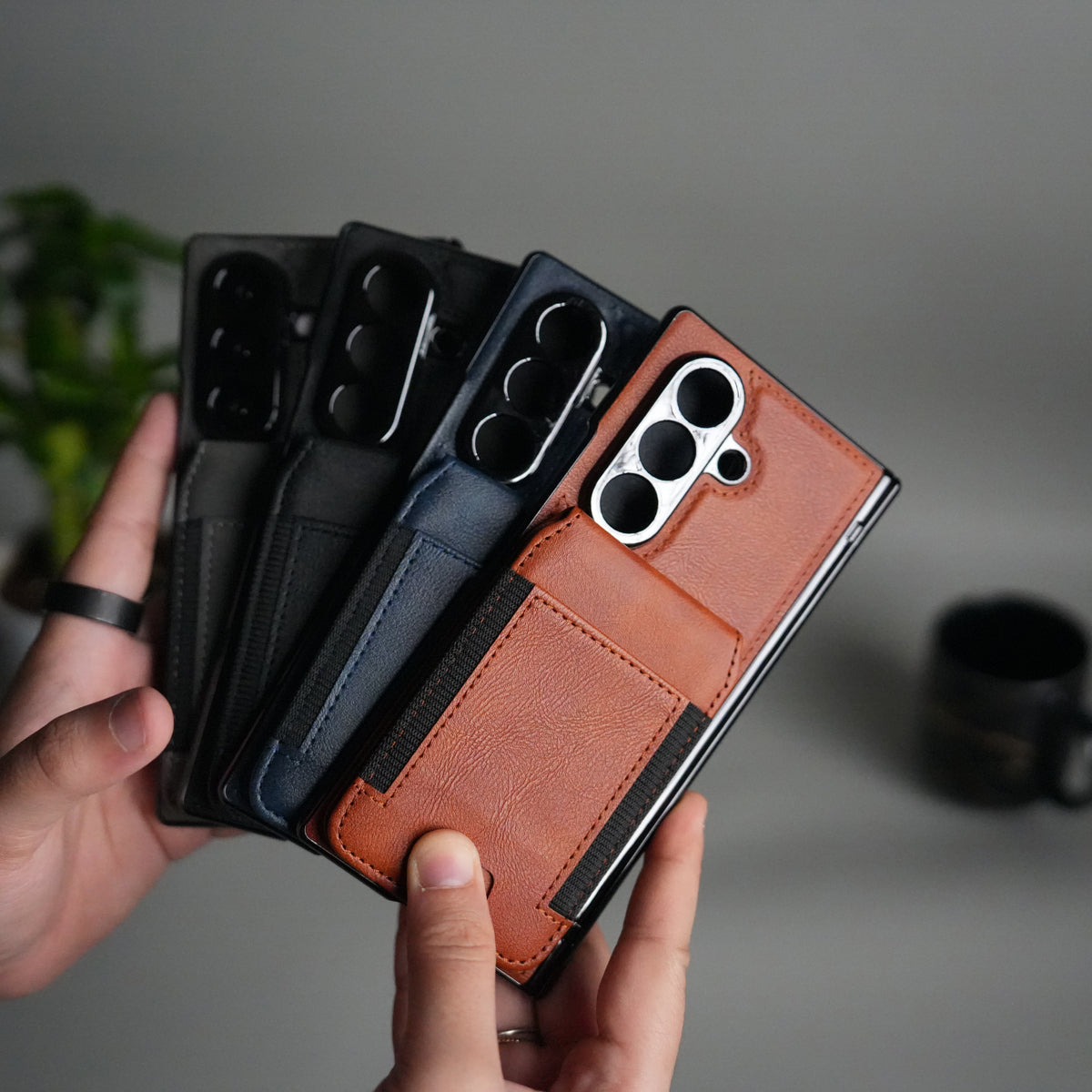 Galaxy Z Fold 8 Ultra Magnetic PU Leather Flip Kickstand Credit Wallet Card Holder Slots Covers
