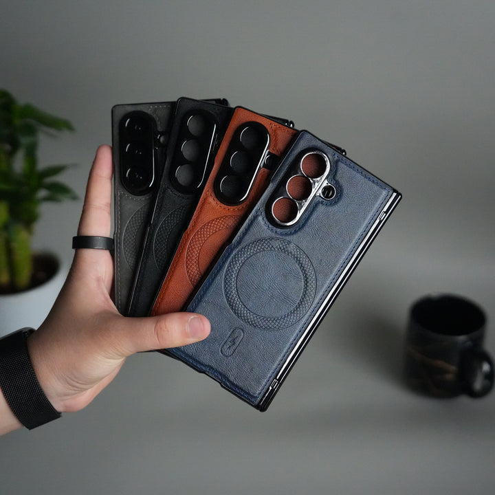 Galaxy Z Fold 7 Magnetic PU Leather Flip Kickstand Credit Wallet Card Holder Slots Covers