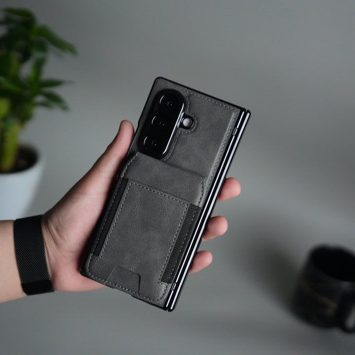 Galaxy Z Fold 7 Magnetic PU Leather Flip Kickstand Credit Wallet Card Holder Slots Covers