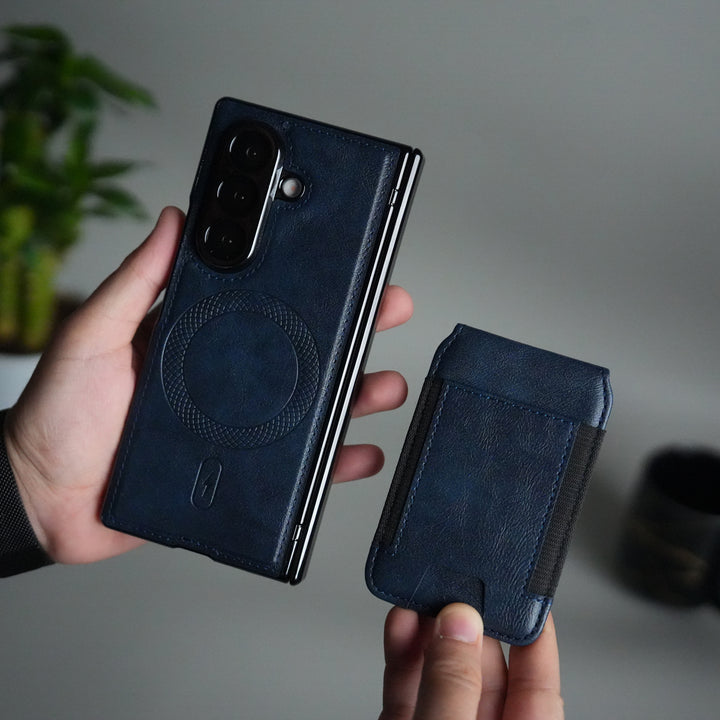 Galaxy Z Fold 7 Magnetic PU Leather Flip Kickstand Credit Wallet Card Holder Slots Covers