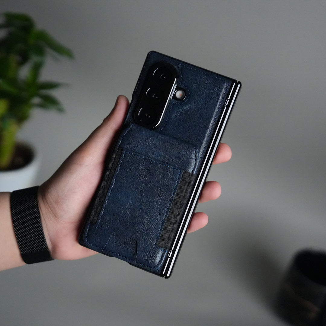 Galaxy Z Fold 7 Magnetic PU Leather Flip Kickstand Credit Wallet Card Holder Slots Covers