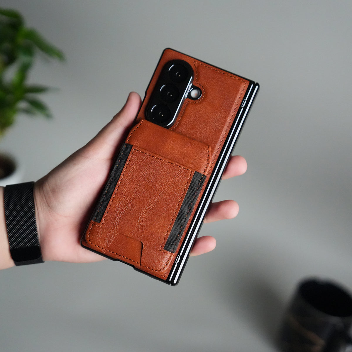 Galaxy Z Fold 8 Ultra Magnetic PU Leather Flip Kickstand Credit Wallet Card Holder Slots Covers