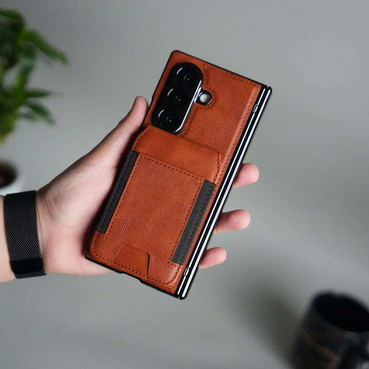 Galaxy Z Fold 7 Magnetic PU Leather Flip Kickstand Credit Wallet Card Holder Slots Covers