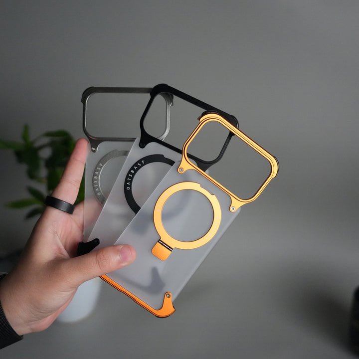 iPhone 17 Pro Frosted Frameless Metal Kickstand Case